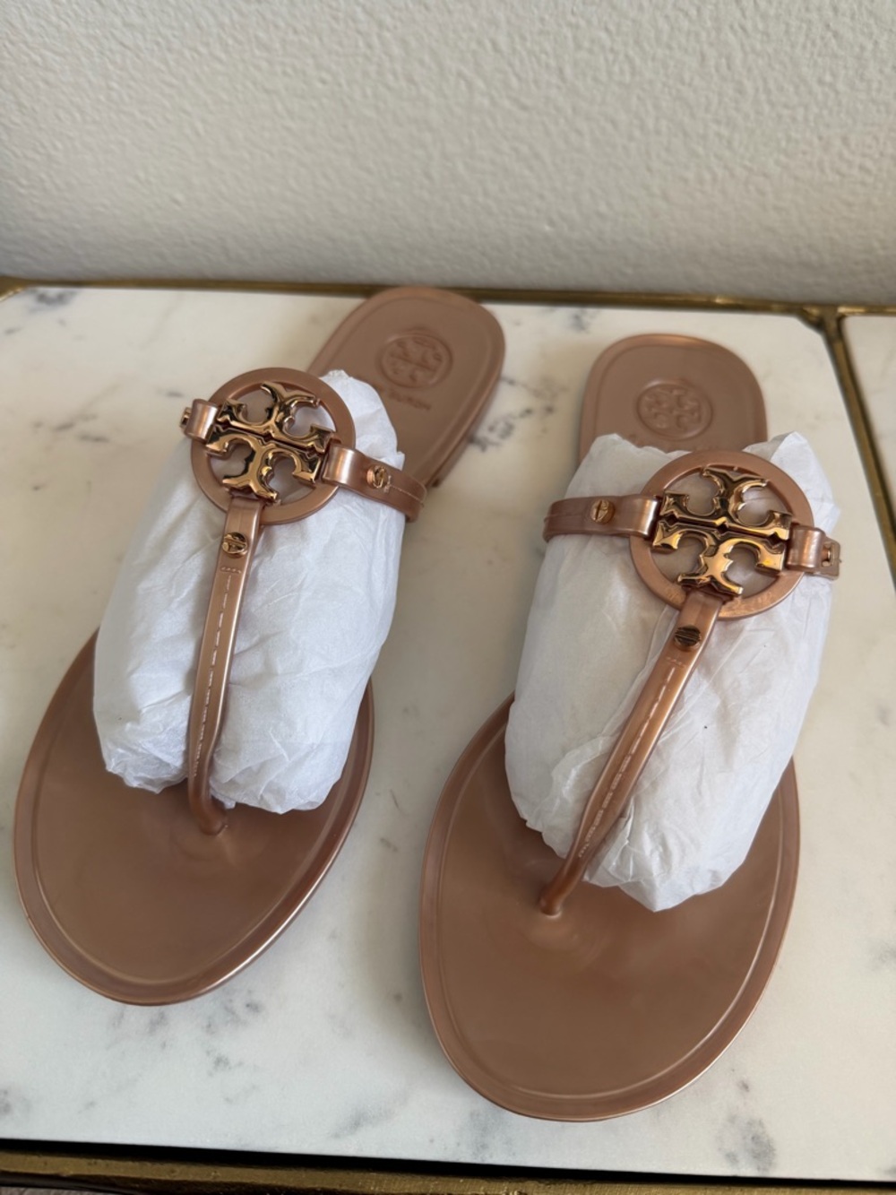 Tory Burch Rose Gold Sandal Mini Miller Flat Thong